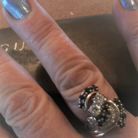 Custom Made Twin Diamond, 11 Sapphires accented with more Diamonds (RING)  7 - Picture 2 of 10